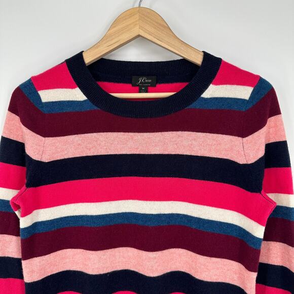 J. Crew 100% Cashmere Everyday Striped Sweater Top Crew Neck Pullover - Picture 4 of 13
